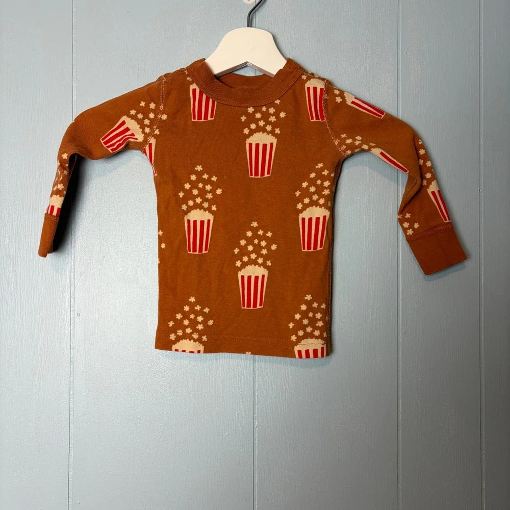 Hanna Andersson Kids Popcorn Organic Cotton Pajama Set Brown 2T 85cm FWH25